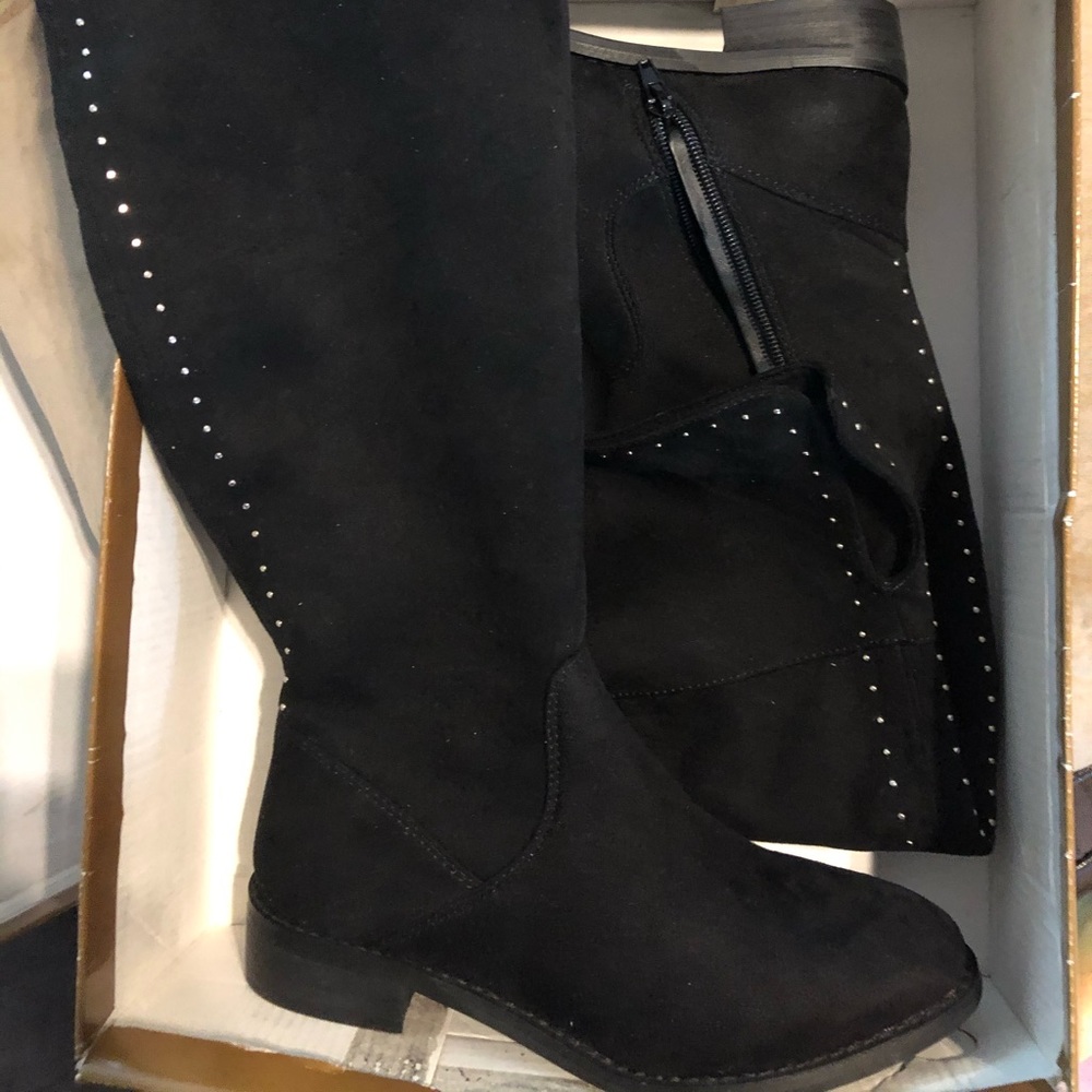 Faux suede riding boots